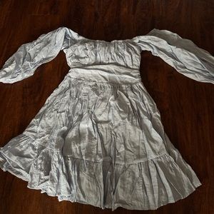 Light blue off the shoulder dress